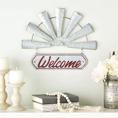 Rustic Farmhouse Wall Decor Welcome Sign With Metal Chains, 